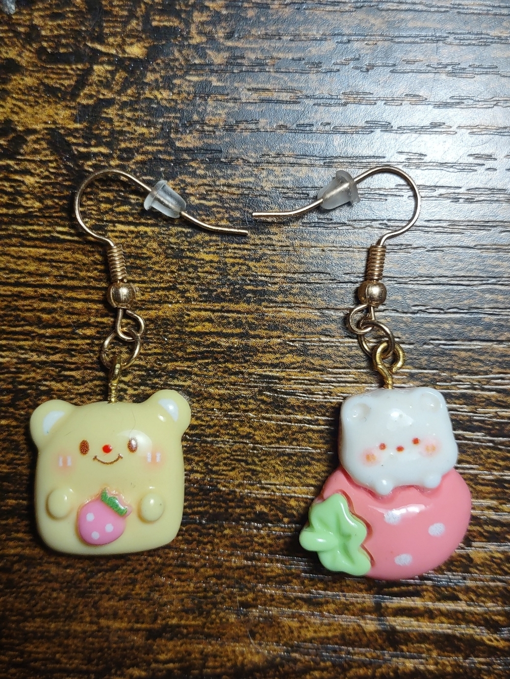 Cute Strawberry Themed Earrings - Yellow and Pink